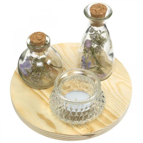 Floristik24 Fatálcás vázakészlet, szárított virágos asztaldísz, natúr lámpás, átlátszó Ø18cm