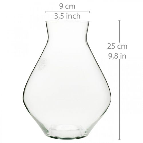 tételeket Virágváza üveg hagymás üvegváza átlátszó dekoratív váza Ø20cm H25cm