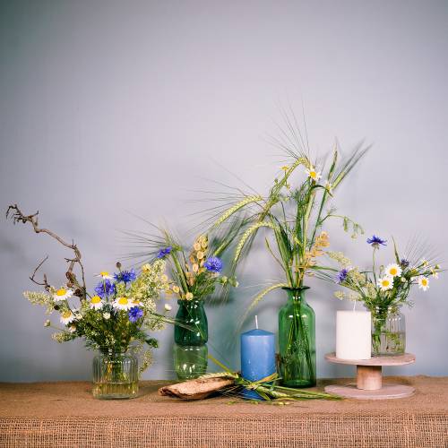 Floristik24 Üvegvázas üveg sárga, zöld H19cm 2db