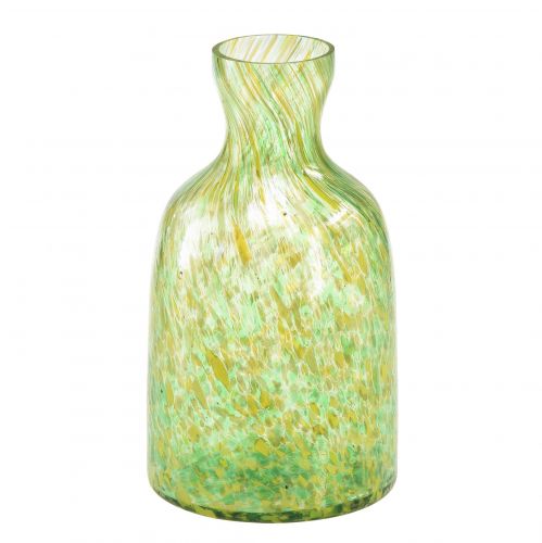 Üvegváza üveg dekoratív virágváza zöld sárga Ø10cm H18cm