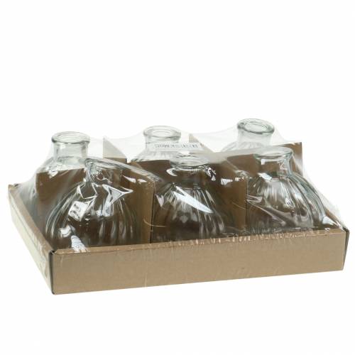 Floristik24 Üveg dekoratív váza hornyokkal Ø6,8cm H7,7cm 6 db