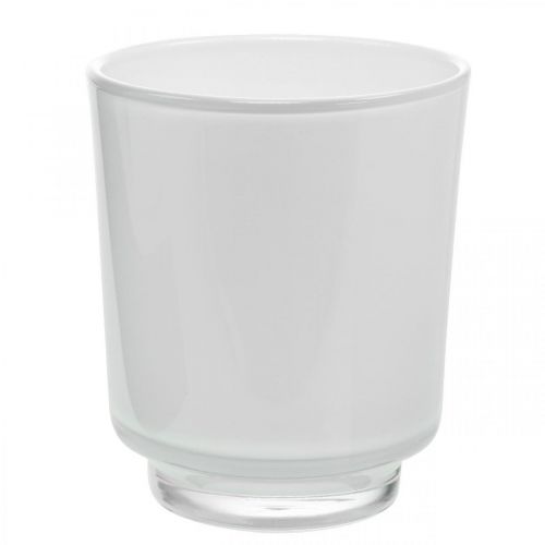 Floristik24 Orchideaültető fehér üveg H16cm Ø13,4cm