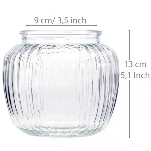 Floristik24 Üvegváza bordázott vázaüveg Ø14cm H13cm 2db