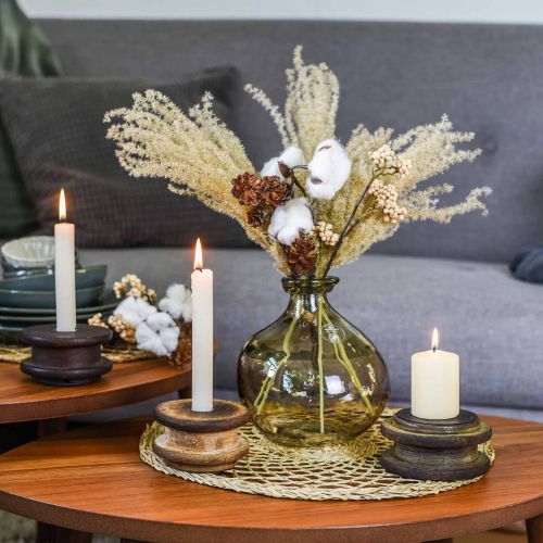 Floristik24 Üvegváza kerek barna üvegdísz váza rusztikus Ø16,5cm H18cm