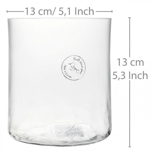 Floristik24 Hengeres üvegváza Crackle átlátszó, szaténozott Ø13cm H13,5cm