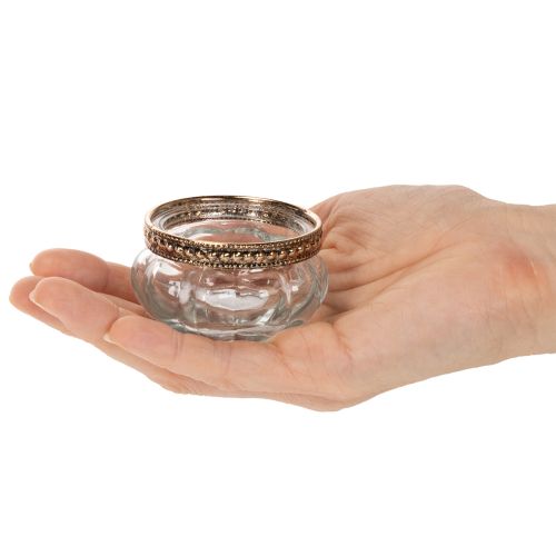 Üveg mécsestartók díszes fém szegéllyel, 6 cm, 4 darab | Floristik24.hu
