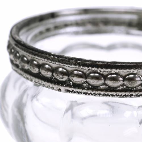 Floristik24 Antik tealámpa üveg fém éllel Ø6cm H3,5cm