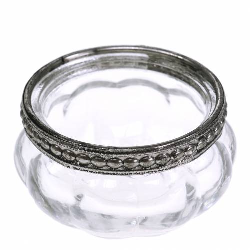 Floristik24 Antik tealámpa üveg fém éllel Ø6cm H3,5cm