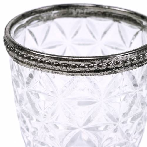 Floristik24 Antik üveg lámpa fém peremmel Ø7,5cm H7,5cm