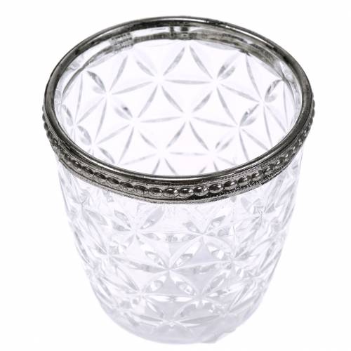 Floristik24 Antik üveg lámpa fém peremmel Ø7,5cm H7,5cm