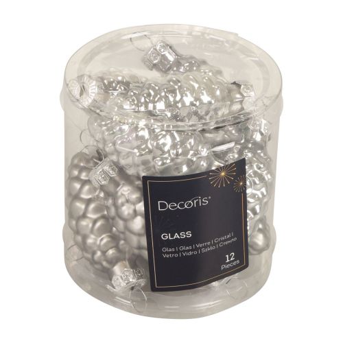 tételeket Karácsonyi kúpok üvegkúpok üvegdísz ezüst H6,5cm 10 db