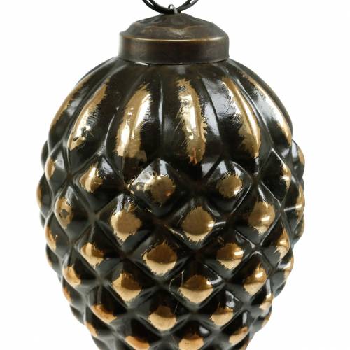 Floristik24 Akasztható makk és toboz barna, arany színű üveg 8,5cm 3db készletben