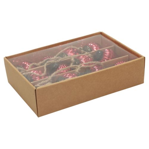 Floristik24 Üvegkúp füzér Karácsonyfa dekoráció függő dísz piros 120cm