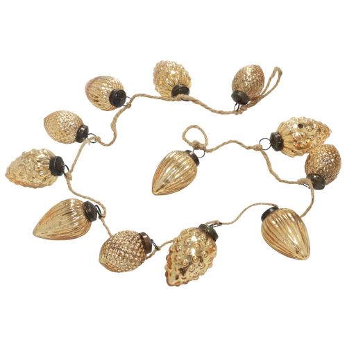 tételeket Üvegkúp füzér függő dekoráció karácsonyi arany 120cm