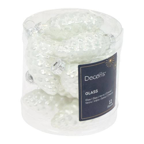 Floristik24 Üvegkúpok Karácsonyi díszek üveg fehér Ø2,5cm 6cm 10db