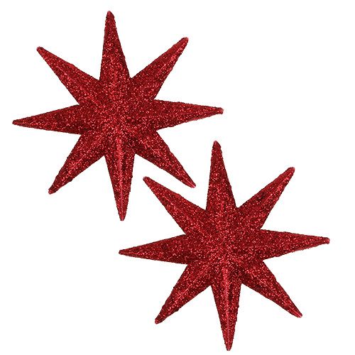 Floristik24 Csillogó csillag piros Ø10cm 12db