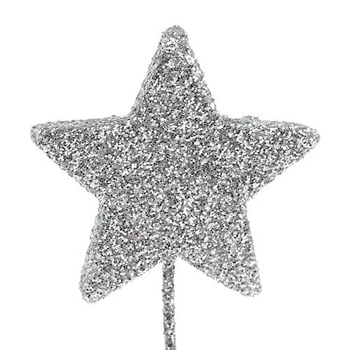 tételeket Csillogó csillag ezüst 4cm huzalon 60db