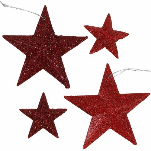 Floristik24 Glitter star red mix 9,5/5cm 18 db