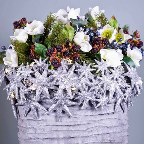 tételeket Csillogó csillag ezüst 9,5/5cm 18 db