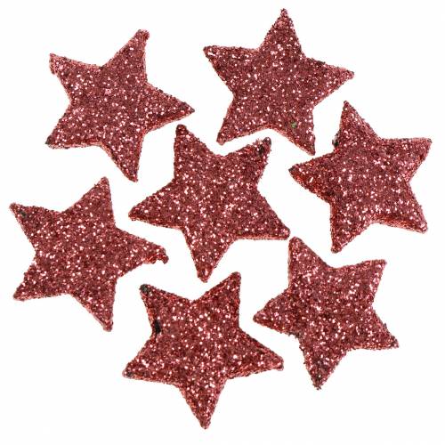 Floristik24 Csillogó csillagok korall szórásához 2,5cm 48db
