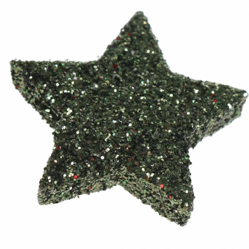 tételeket Csillag csillogó zöld 2,5cm 48db