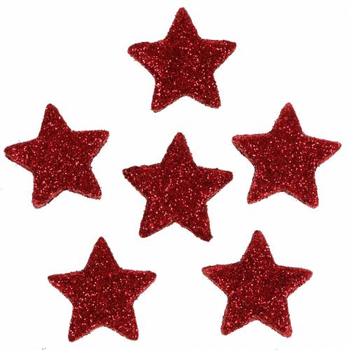 Floristik24 Csillag csillogó piros 2,5cm 50db