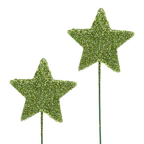 Floristik24 Csillogó csillagok drót zölden 5cm 48db