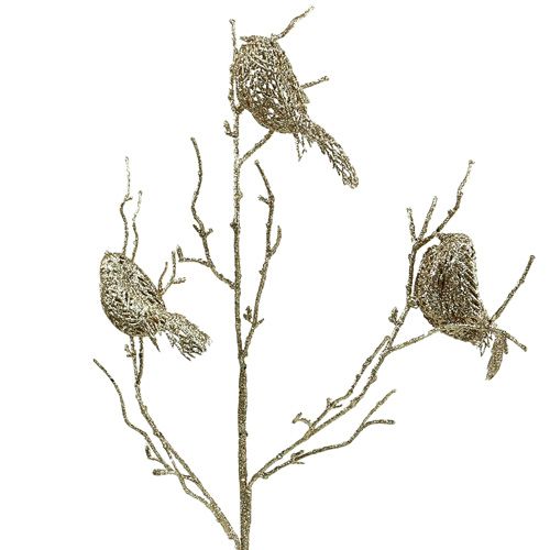 Floristik24 Csillogó ág madarakkal 75cm arany