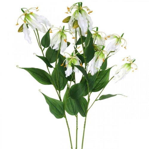 Floristik24 Műliliom, virágdísz, műnövény, selyemvirág fehér L82cm 3db