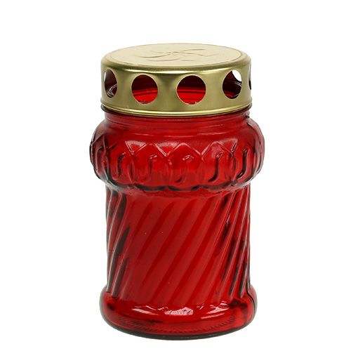 Sír világos üveg piros Ø7cm H13cm 8db