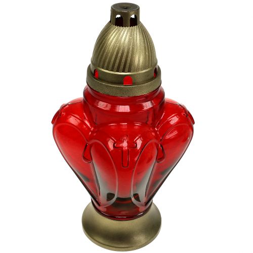 Floristik24 Sírfény szív 13cm x 13cm H29cm fehér, piros 2db