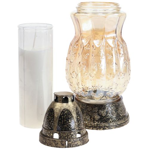 Floristik24 Sír könnyű üveg indák rózsák H26cm Ø12cm színezett arany 24-30h