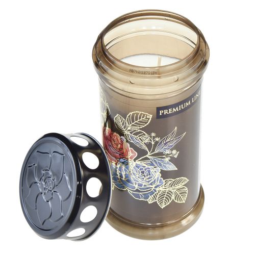 Floristik24 Sírvilágítás motívum gyertyák virágok Ø7,5cmH16,5cm 3 nap 3 db