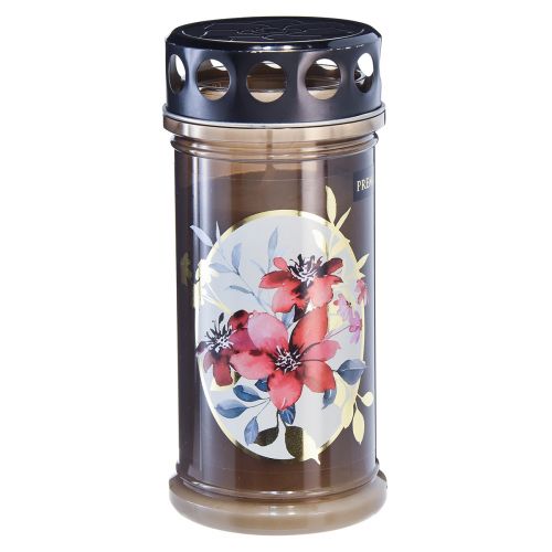 Floristik24 Sírvilágítás motívum gyertyák virágok Ø7,5cmH16,5cm 3 nap 3 db