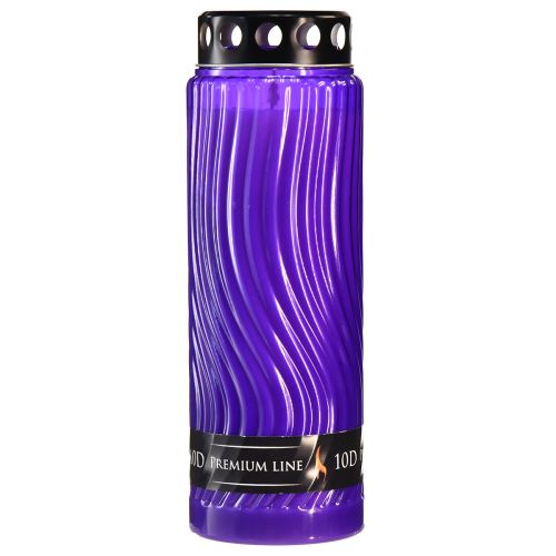 Floristik24 Sírgyertyafedél motívum virág fekete lila Ø9cm H27cm