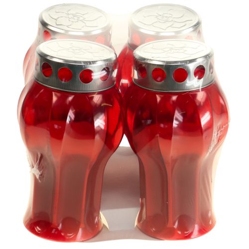 tételeket Sírgyertyák piros gyászlámpák emléklámpák Ø10cm H18cm 4 db