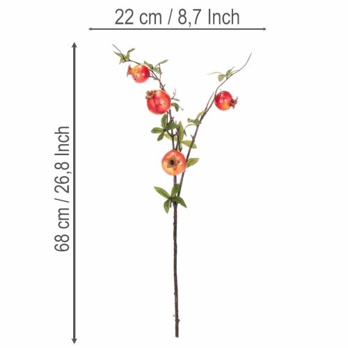 Mesterséges gránátalmaág gyümölcságként asztaldísznek, 68cm | Floristik24.hu