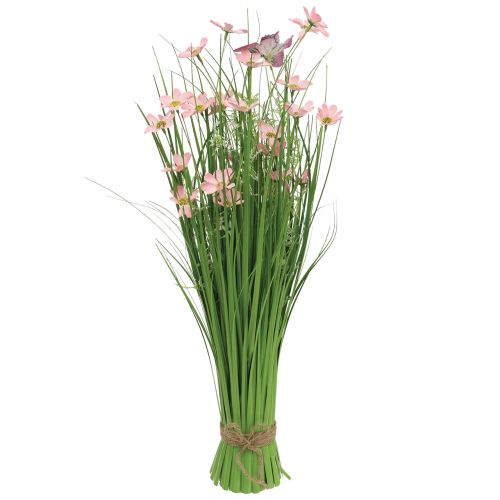 Floristik24 Rózsaszín fűcsokor virágokkal és pillangókkal, 70cm