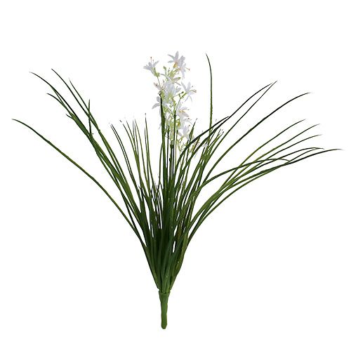 Fű bokor virágokkal zöld, fehér 3db
