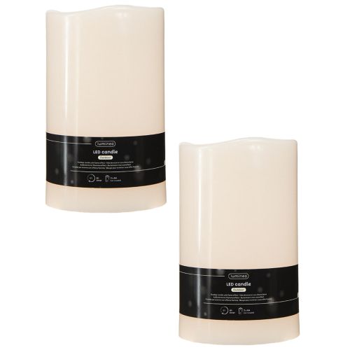 Floristik24 Nagy LED-es gyertya időzítővel Külső meleg fehér Ø12,5cm H20cm 2db