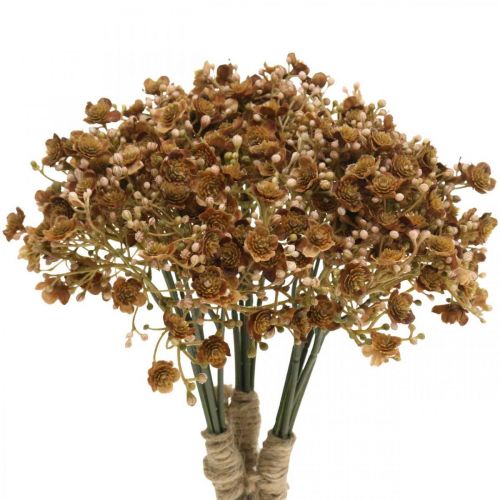 Floristik24 Gypsophila műbarna őszi csokor 29,5cm 18db