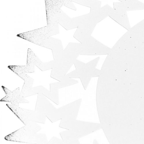 tételeket Karácsonyi tányér fém dísztányér csillagokkal, fehér Ø34cm