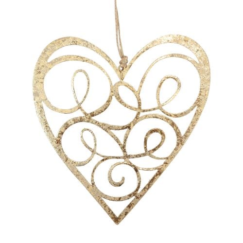 Függesztett dekoráció ablak fém szívek díszítő szívek arany 17cm 2db