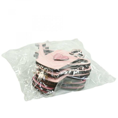 tételeket Függesztett dekoráció fa öntözőkanna deco pink deco fogas 14x12cm 6db