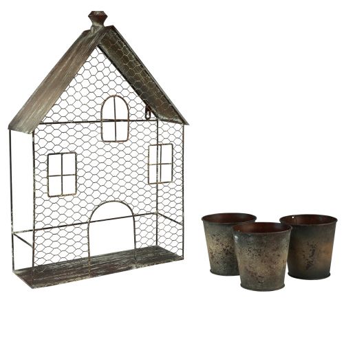 Függesztett dekoráció fém dekoráció ház fal dekoráció rozsda 3 edény 60cm