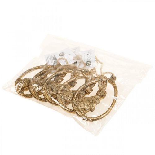 Floristik24 Húsvéti függő dekoráció Húsvéti nyuszi dekoráció tojás arany 9cm 6db