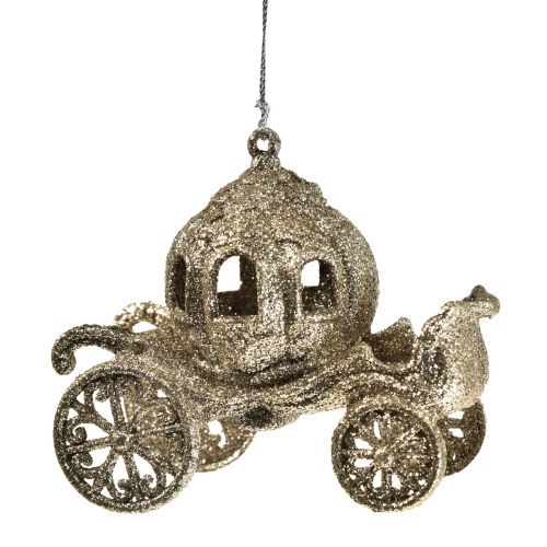 Floristik24 Függesztett dísz Karácsonyi hintó csillámmal 11x5x8,5cm