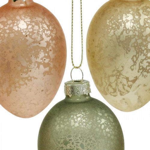 Floristik24 Akasztható húsvéti tojás arany, rózsaszín, zöld műanyag 6,5cm 6db