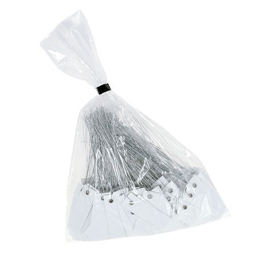 tételeket Fehér, 18x60 mm-es függőcímkék fémdróttal, időjárásálló, ideális virágkötészethez és ajándékok címkézéséhez, 250 darab