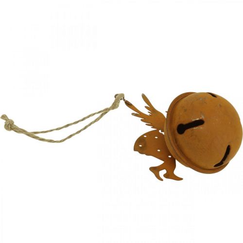 Floristik24 Karácsonyi csengő deco angyalrozsda deko fogas H10cm 4db